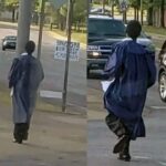 This boy rode the bus to graduation